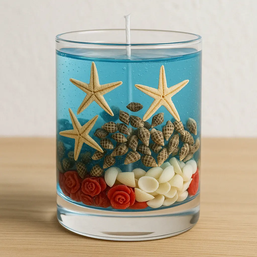 jel mum deniz süslemeli jel mum deniz süslemeli