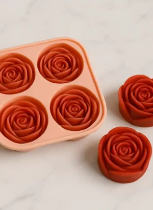 silikon mum kalıbı gül desenli