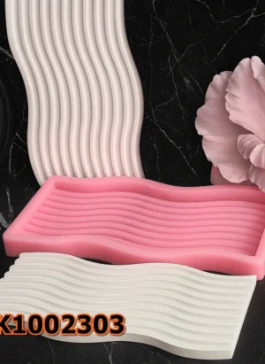 Silikon Kalıp Mum Kalıbı – Uzun Çizgili Dalgalı Sunumluk