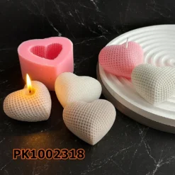 Silikon Kalıp Mum Kalıbı – Hasır Detaylı Küçük Boy Kalp
