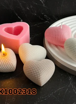 Silikon Kalıp Mum Kalıbı – Hasır Detaylı Küçük Boy Kalp