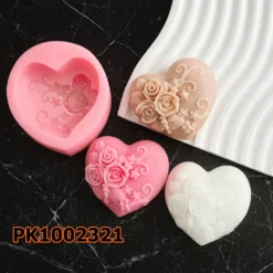 Silikon Kalıp Mum Kalıbı – Güllü Kalp