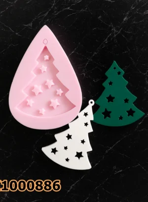 PK1000886 - Silikon Kalıp Mum Kalıbı - Yıldızlı Yılbaşı Çam Ağacı