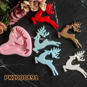 PK1000891 - Silikon Kalıp Mum Kalıbı - Yılbaşı Geyik