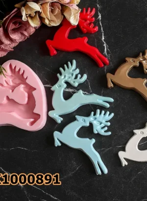 PK1000891 - Silikon Kalıp Mum Kalıbı - Yılbaşı Geyik