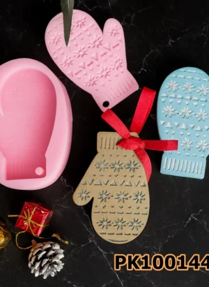 PK1001446 - Silikon Kalıp Mum Kalıbı - Yılbaşı Eldiven