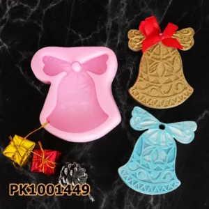 PK1001449 - Silikon Kalıp Mum Kalıbı - Desenli Yılbaşı Çanı