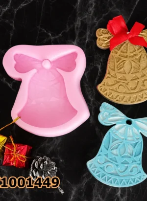 PK1001449 - Silikon Kalıp Mum Kalıbı - Desenli Yılbaşı Çanı