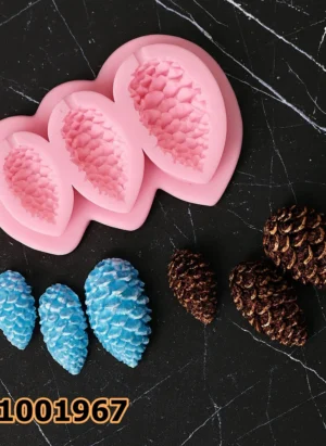 PK1001967 - Silikon Kalıp Mum Kalıbı - 3'lü Minik Kozalak