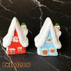 PK1002006 - Silikon Kalıp Mum Kalıbı - Kardan Adamlı Minik Ev