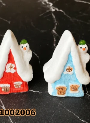 PK1002006 - Silikon Kalıp Mum Kalıbı - Kardan Adamlı Minik Ev