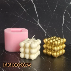 PK1002075 - Silikon Kalıp Mum Kalıbı - Kalpli Küp Mum