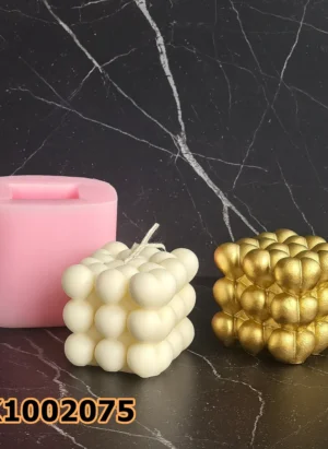 PK1002075 - Silikon Kalıp Mum Kalıbı - Kalpli Küp Mum