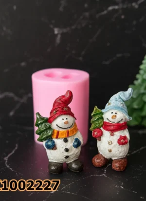 PK1002227 - Silikon Kalıp Mum Kalıbı - Çam Ağaçlı Kardan Adam