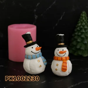 PK1002230 - Silikon Kalıp Mum Kalıbı - Şapkası Karlı Kardan Adam