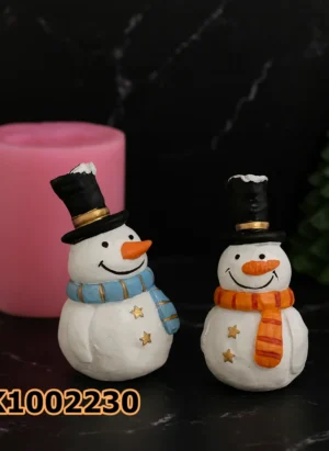 PK1002230 - Silikon Kalıp Mum Kalıbı - Şapkası Karlı Kardan Adam