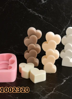 PK1002320 - Silikon Kalıp Mum Kalıbı - Sıralı Kalpler