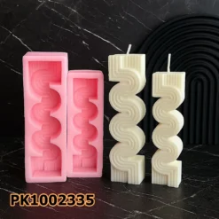 PK1002335 - Silikon Kalıp Mum Kalıbı - Zigzag Çizgili 2'li Mum Seti