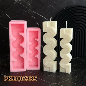 PK1002335 - Silikon Kalıp Mum Kalıbı - Zigzag Çizgili 2'li Mum Seti