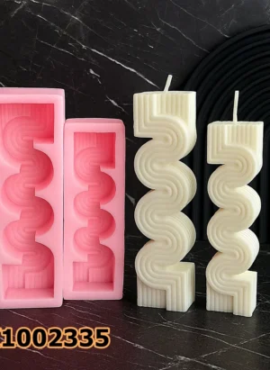 PK1002335 - Silikon Kalıp Mum Kalıbı - Zigzag Çizgili 2'li Mum Seti