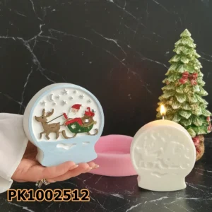 PK1002512 - Silikon Kalıp Mum Kalıbı - Noel Baba Desenli Kar Küresi