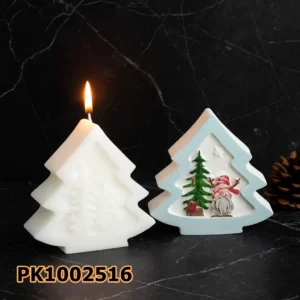 PK1002516 - Silikon Kalıp Mum Kalıbı - Noel Baba Desenli Çam Ağacı