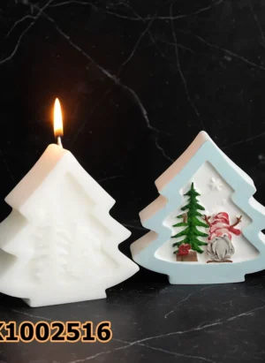 PK1002516 - Silikon Kalıp Mum Kalıbı - Noel Baba Desenli Çam Ağacı