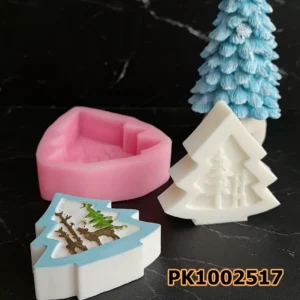 PK1002517 - Silikon Kalıp Mum Kalıbı - Geyik Desenli Çam Ağacı