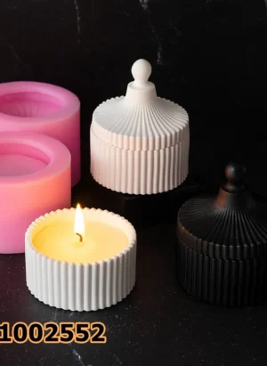PK1002552 - Silikon Kalıp Mum Kalıbı - Çizgili Form Kapaklı Kutu