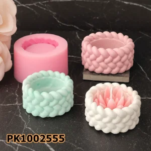 PK1002555 - Silikon Kalıp Mum Kalıbı - Örgü Mumluk
