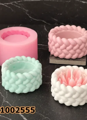 PK1002555 - Silikon Kalıp Mum Kalıbı - Örgü Mumluk