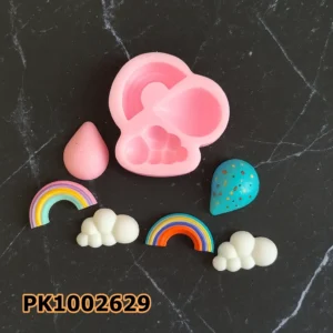 PK1002629 - Silikon Kalıp Mum Kalıbı - Gökkuşağı, Balon, Bulut