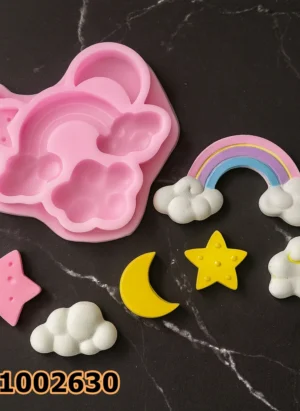 PK1002630 - Silikon Kalıp Mum Kalıbı - Ay, Yıldız, Gökkuşağı Çoklu
