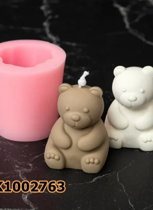 PK1002763 - Silikon Kalıp Mum Kalıbı - Küçük Boy Oturan Ayıcık