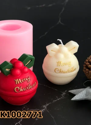 PK1002771 - Silikon Kalıp Mum Kalıbı - Yılbaşı Yuvarlak Top