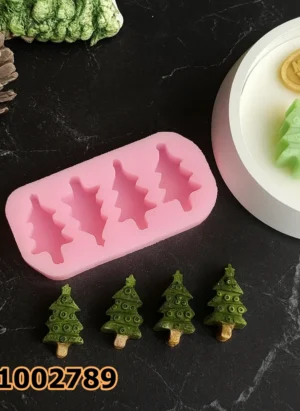 PK1002789 - Silikon Kalıp Mum Kalıbı - 4'lü Mini Çam Ağacı