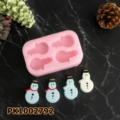 PK1002792 - Silikon Kalıp Mum Kalıbı - 4'lü Mini Kardan Adam
