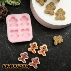 PK1002801 - Silikon Kalıp Mum Kalıbı - 4'lü Mini Bisküvi Adam