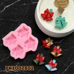 PK1002802 - Silikon Kalıp Mum Kalıbı - 4'lü Mini Fiyonklu Çan