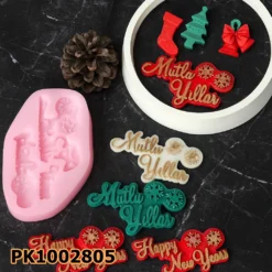 PK1002805 - Silikon Kalıp Mum Kalıbı - 2'li Mutlu Yıllar Etiketi