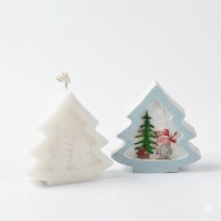 1148 - Silikon Kalıp Mum Kalıbı - Noel Baba Desenli Çam Ağacı