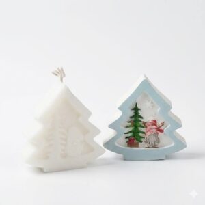 1148 - Silikon Kalıp Mum Kalıbı - Noel Baba Desenli Çam Ağacı