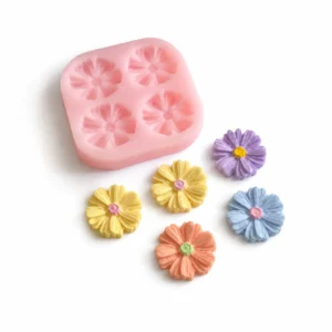 1379 - Silikon Kalıp Mum Kalıbı - 4lü Mini Çiçek